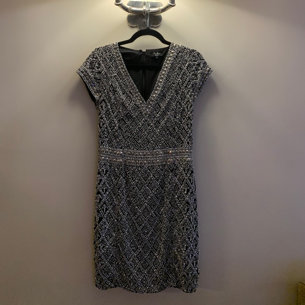 Parker Black beaded and sequined dress